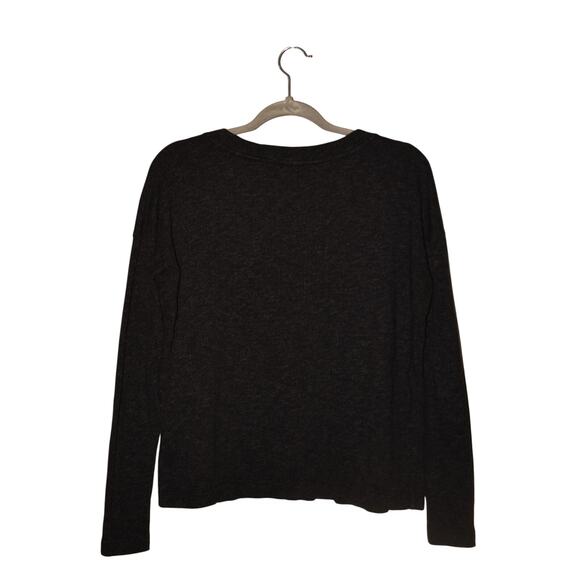 JAMES PERSE $220 Standard Heather‎ Black V-Neck Light Weight Knit Top 2 / Medium - Picture 2 of 3